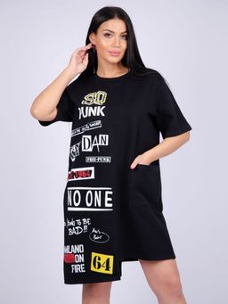 Платье "Фрида" черное, футер с лайкрой