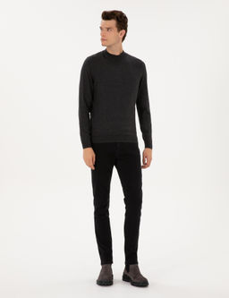Antrasit Melanj Slim Fit _eyrek Yaka Triko Kazak - Pierre cardin фото 4