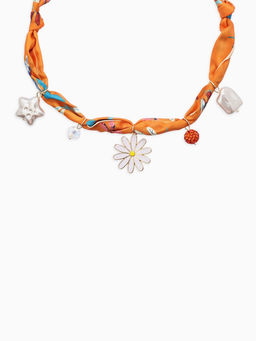 Колье-чокер на платке "Стиль". цвет оранжевый с золотом