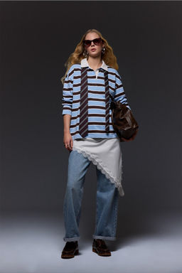 %100 Pamuk Loose F_t Polo Yaka Sweatshirt - Defacto фото 2