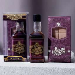 Подарочный набор новогодний мужской «С Новым годом!», гель для душа виски 250 мл и мыло для рук 80 г, Чистое счастье