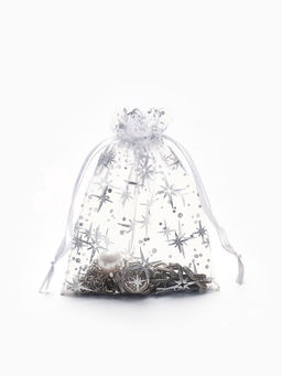 Набор мешочков подарочных 100шт.  "Звёздное сияние", 10*12, цвет белый с серебром (4621386)   109488