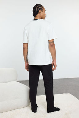 TRENDYOL MAN Ekru Siyah Nak?sl? Regular Fit Orme Pijama Tak?m? TMNAW25PT00034 - Trendyolmilla фото 5