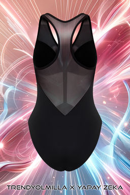 TRENDYOLMILLA Siyah Derin V Yaka Mesh Detayl? Brazillian Mayo TBESS24MA00166 фото 9