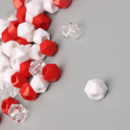 Бусины пластик «Кристалл многогранник. Красный, белый, прозрачный», набор 30 г, 1×1×1 см