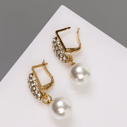 Серьги с жемчугом «Грейс» дорожка, цвет белый в золоте