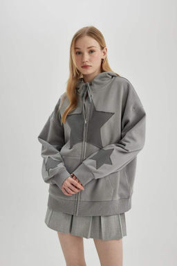 Толстовка на молнии с капюшоном и принтом Cool Oversize