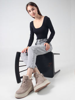 Ботинки 260.windybe. каменный замш/Шерсть