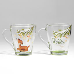 Кружки новогодние стеклянные Тепла и уюта!, 2 шт. по 300 мл - Дорого внимание фото 13