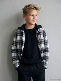 Kap??onlu Ekose Erkek ?ocuk G?mlek