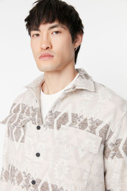 TRENDYOL MAN Ekru Unisex Regular Fit Cift Cep Kapakl? Etnik K?sl?k Oduncu Ceket Gomlek TMNAW23GO00119 - Trendyolmilla фото 6