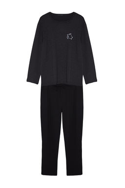 TRENDYOL MAN Erkek Antrasit Regular Fit Bask?l? Orme Pijama Tak?m? TMNAW24PT00038 - Trendyolmilla фото 7