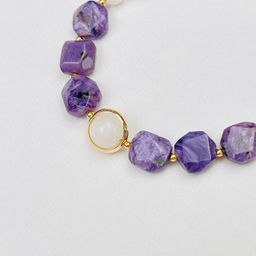 Браслет из Чароита и Лунного камня - Радуга самоцветов фото 3