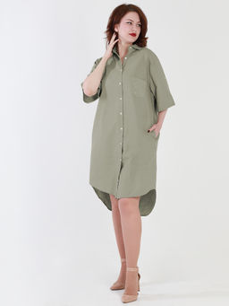 Платье-рубашка из хлопка и льна