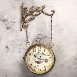 Часы настенные интерьерные «Птичка в клетке», двусторонние, на подвесе, бесшумные, плавный ход, 23×44 см, d=17 см