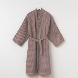 Халат вафельный женский удлинённый Этель «Boho» размер 42-44, цвет мокко, 100% хлопок, 290 г/м²
