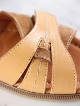 Босоножки 1043.26047br.Тыква лион+светло коричневая замша