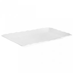 "Русь" Блюдо прямоугольное фарфоровое 407х217х30мм, белый, рельефный декор, волнистый край (Китай)