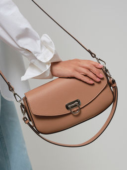 Сумка кожаная на плечо Azaro 31049 бежевая нуга