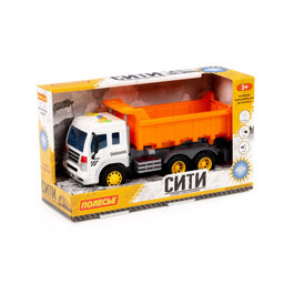 Сити, автомобиль-самосвал инерционный (со светом и звуком) (оранжевый) (в коробке) - Полесье фото 7