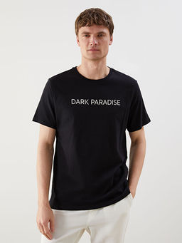 Bisiklet Yaka K?sa Kollu Bask?l? Penye Erkek Ti??rt