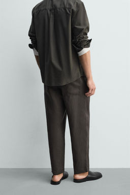 PANTAL?N RELAXED FIT 100% LINO / Verde oscuro - Zara фото 3