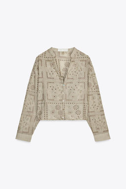 SHIRT WITH CUTWORK EMBROIDERY - Zara фото 7
