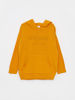 Kap??onlu Uzun Kollu Nak?? Detayl? Erkek Bebek Triko Kazak