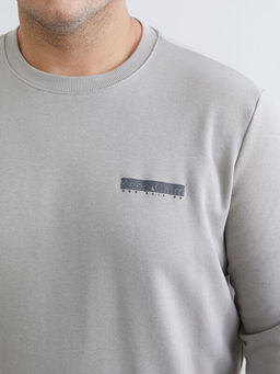 Bisiklet Yaka Bask?l? Erkek Sweatshirt