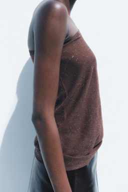 ASYMMETRIC RHINESTONE KNIT TOP - Zara фото 3
