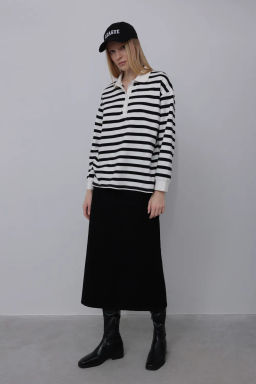 Блузка-поло в широкую горизонтальную бело-зеленую полоску - Incity фото 17