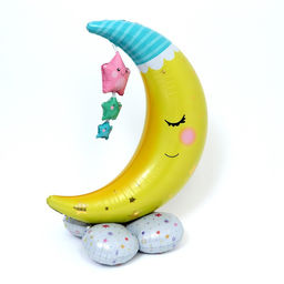 Воздушный шар фольгированный 62" «Месяц. Звёзды», на подставке, под воздух