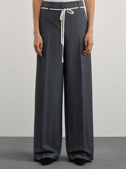 Брюки широкие со шнурком на поясе / Zarina  фото 2