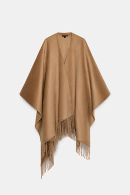 FRINGED WOOL LONG CAPE - Zara фото 2