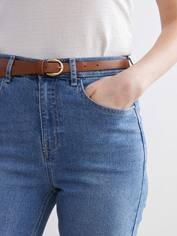 Beli Kemerli Mom Fit Kad?n Jean Pantolon