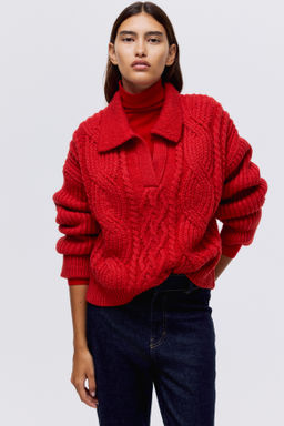 Jersey en punto trenzado con cuello - H&m фото 4