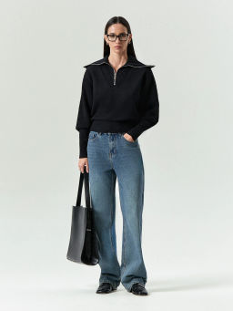 Укороченный джемпер на молнии с воротником апаш - Emka фото 2