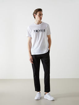 Bisiklet Yaka K?sa Kollu Bask?l? Penye Erkek Ti??rt