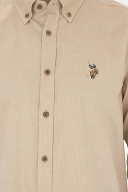 Мужская базовая рубашка светло-хаки с длинным рукавом - U.s. polo assn фото 7