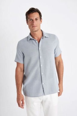 Regular Fit Yazl?k Polo Yaka Pamuklu K?sa Kollu Gomlek