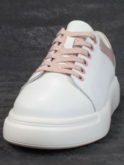 05-PDXT13-2 WHITE/PINK Кроссовки женские (натуральная кожа)