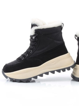 04-PAML05-1Z BLACK Ботинки зимние женские (натуральная замша, 100% шерсть, натуральный мех)