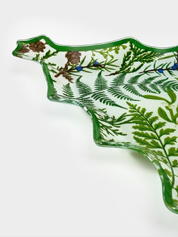 Блюдо сервировочное новогоднее Доляна Еловые ветки, 24.5?24.7?2 см, стекло, белое, зелёное  фото 4