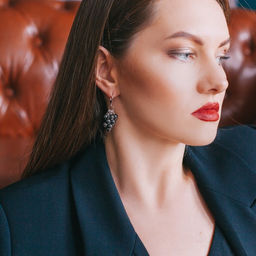 Серьги посеребрение шар №6 Гематит гроздья - Simaland фото 3