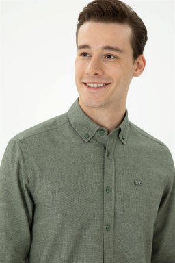 Мужская зеленая рубашка с длинным рукавом - U.s. polo assn фото 2
