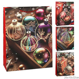 Цена за 12 шт. Пакет подарочный 26х32х10 / 102-1M /уп 12/480/Новый год