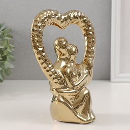 Фигурка керамика Абстракция. Влюблённые с сердцем, золото, 13?7?18.5 см