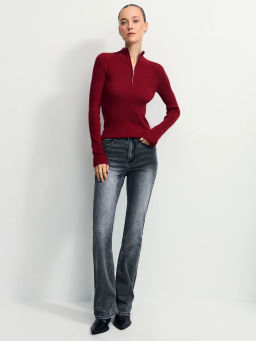 Джемпер в рубчик с молнией / Zarina  фото 3