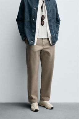 TEXTURED STRAIGHT-LEG TROUSERS