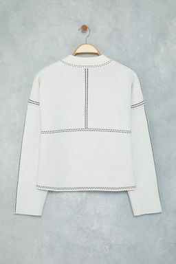 Ekru Premium/Ozel Iplik Genis Kal?p Bomber Yaka Triko H?rka TWOAW26HI00028 - Trendyolmilla фото 7